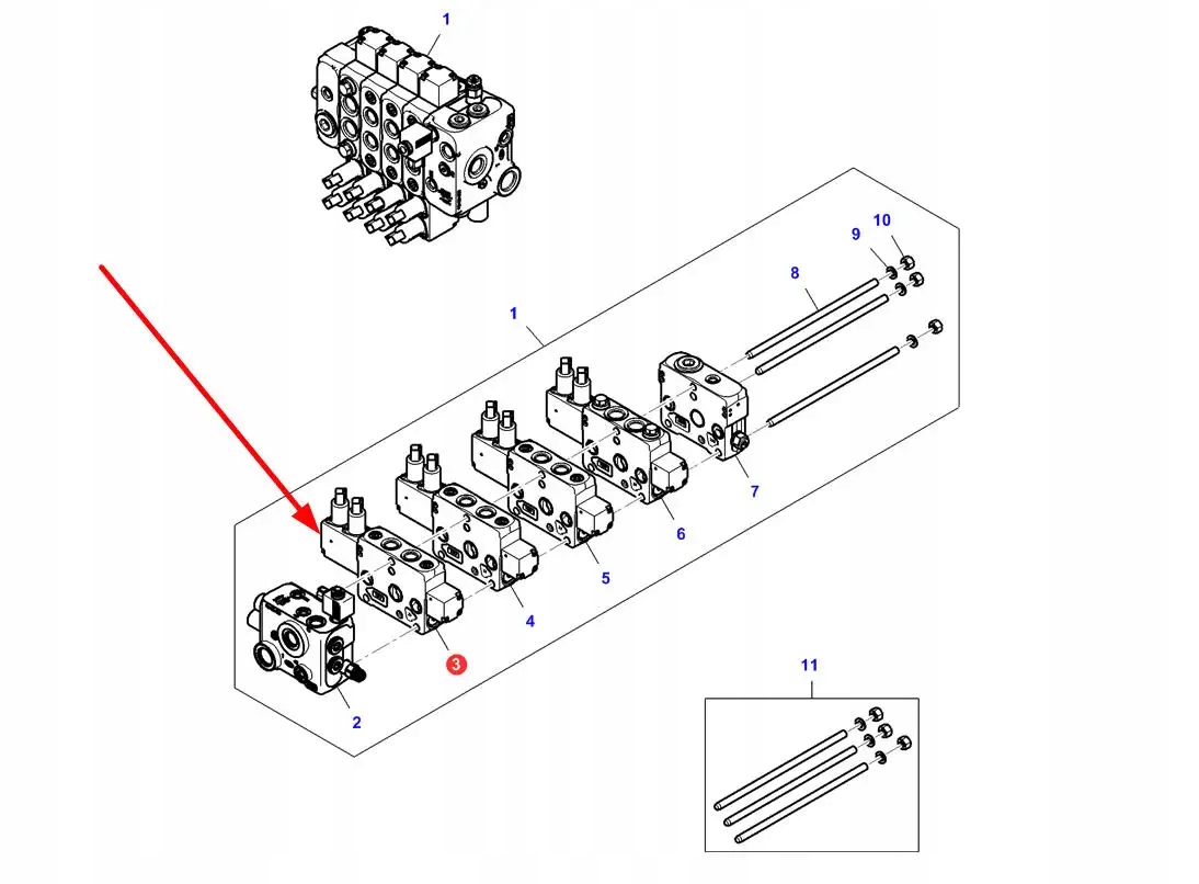 3972017M1 Rozdzielacz hydrauliczny Producent części AGCO