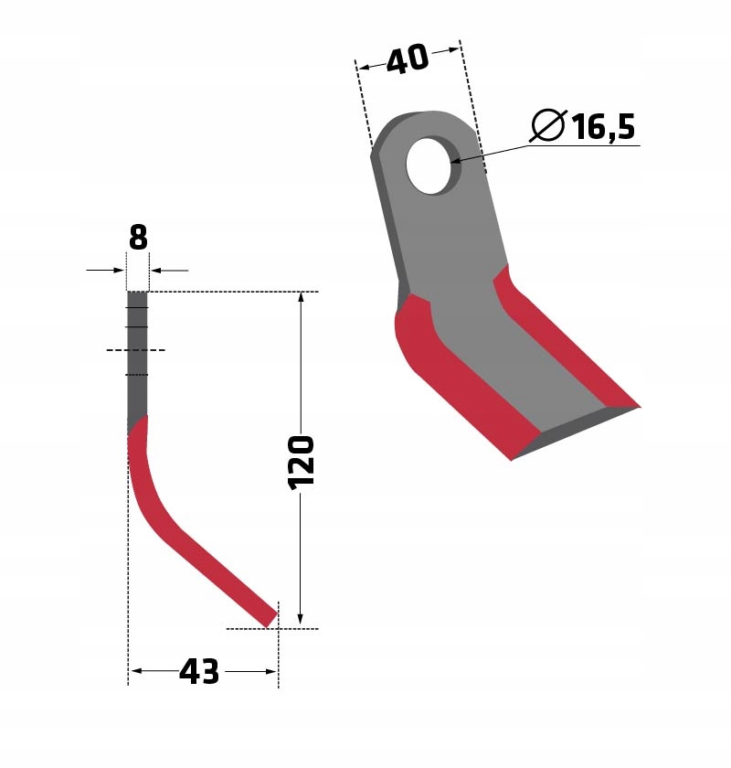 Nóż noże Y NOB-01 do mulczerów Kuhn Nobili Kod producenta NOB-01