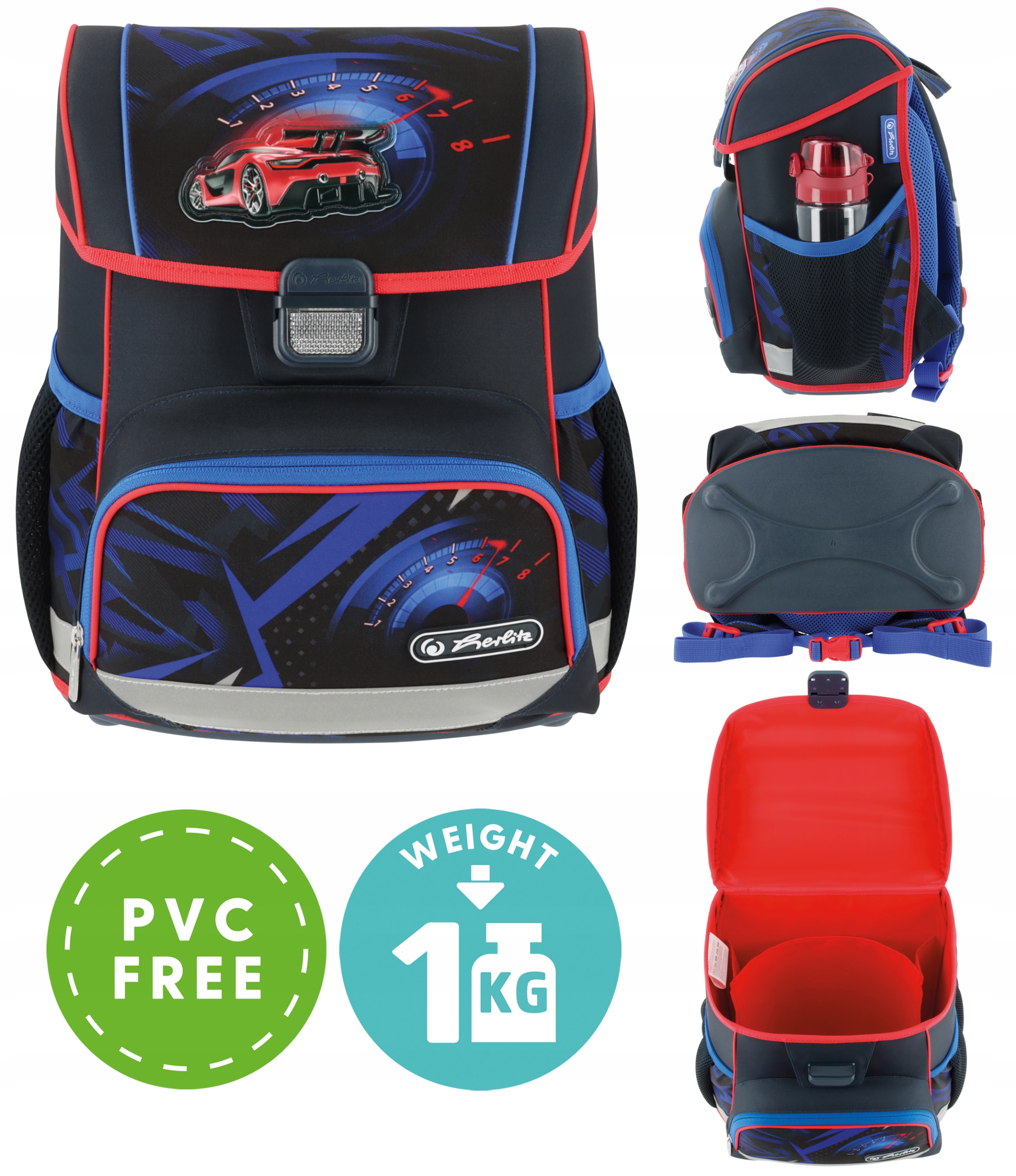 TORNISTER SZKOLNY HERLITZ LOOP PLUS WYŚCIGÓWKA ZESTAW DLA CHŁOPCA 8-9 LAT Kolor czarny