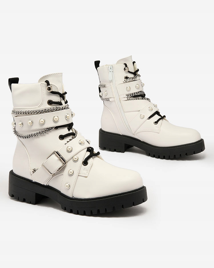 BIAŁE BOTKI DAMSKIE WORKERY GETITTY 38 Kod producenta NS097