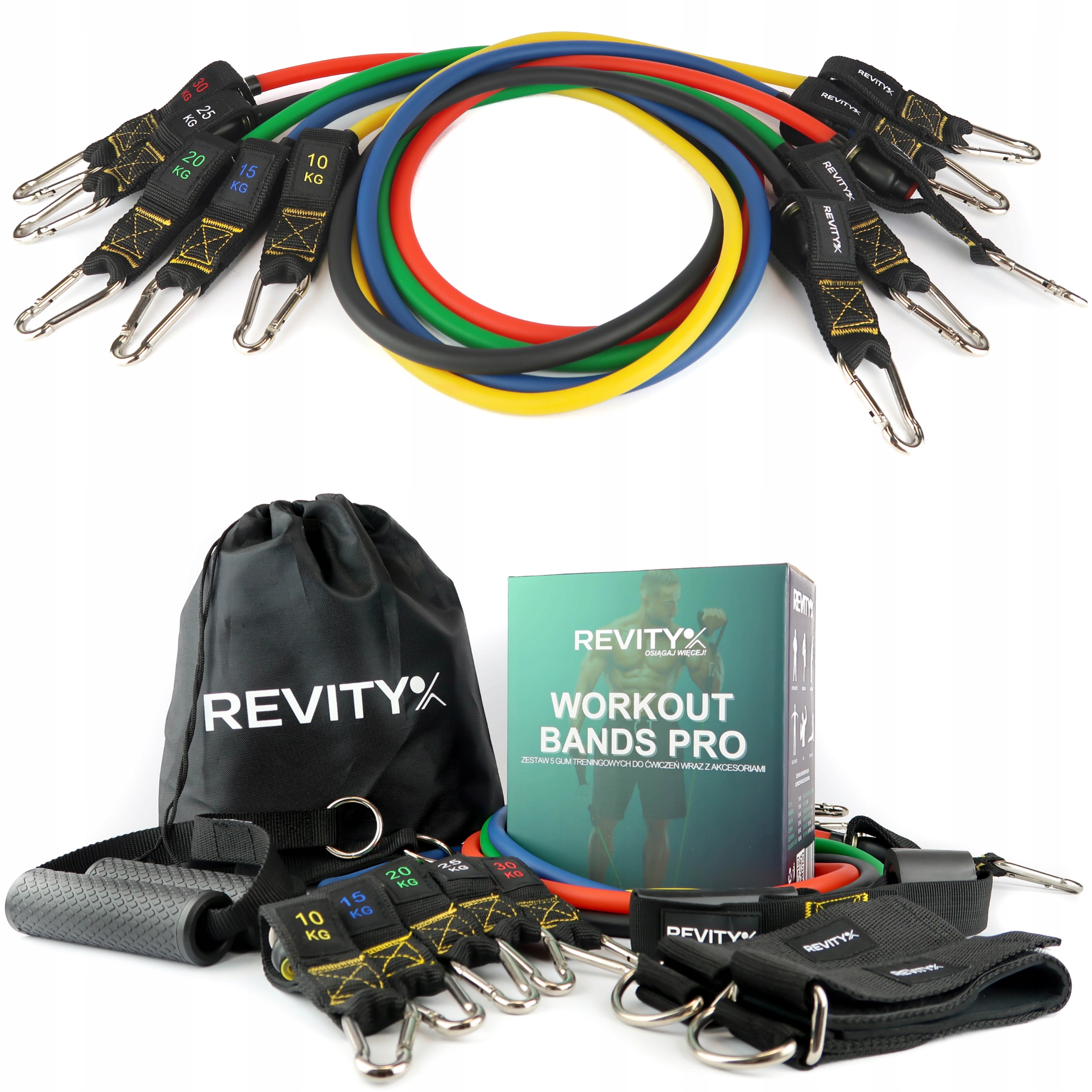 GUMY OPOROWE DO ĆWICZEŃ WORKOUT BANDS PRO ZESTAW DO 100 KG WYSOKA JAKOŚĆ Stan opakowania oryginalne