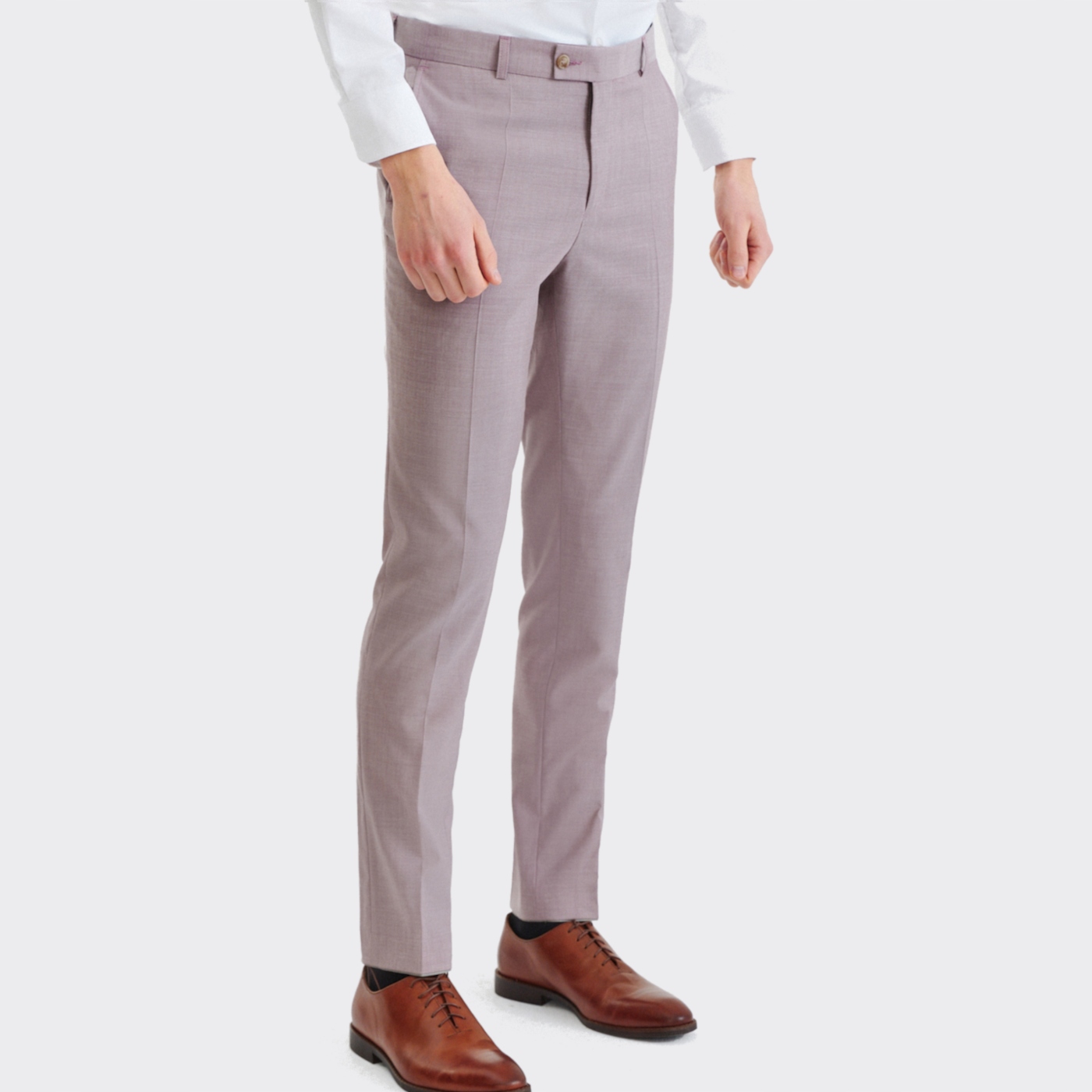 Růžové vlněné oblekové kalhoty Slim Fit 100% vlna Pako Lorente 182/84