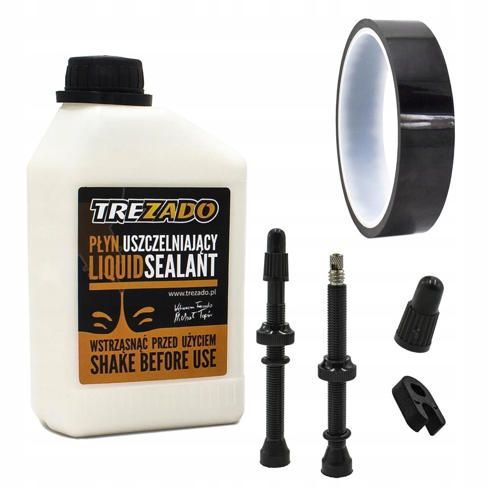 Kompletny zestaw do konwersji kół na system bezdętkowy Trezado czarne zawor