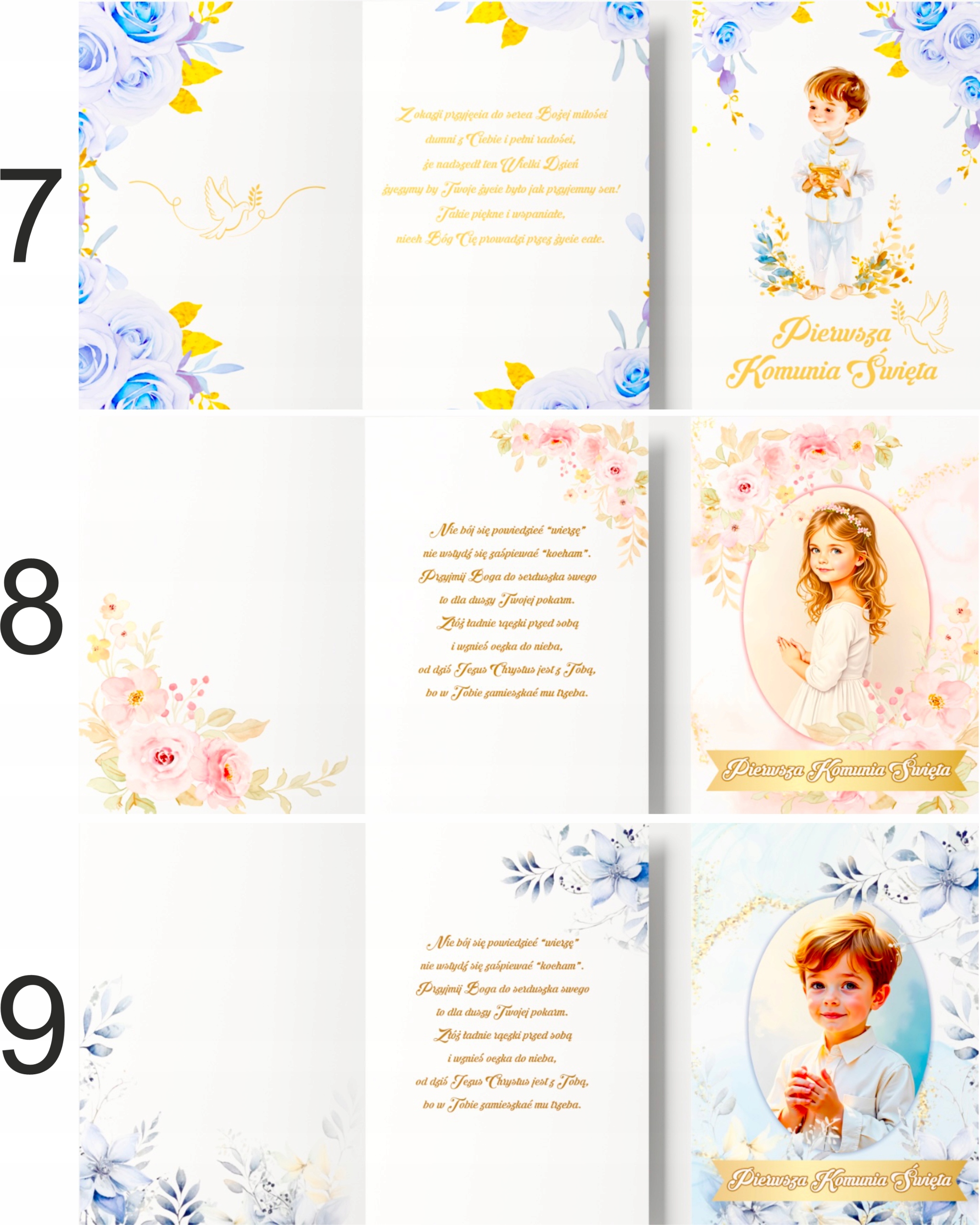 PIERWSZA KOMUNIA ŚWIĘTA życzenia na komunię PAMIĄTKA komunijna KARTKA DUŻA Okazja Komunia
