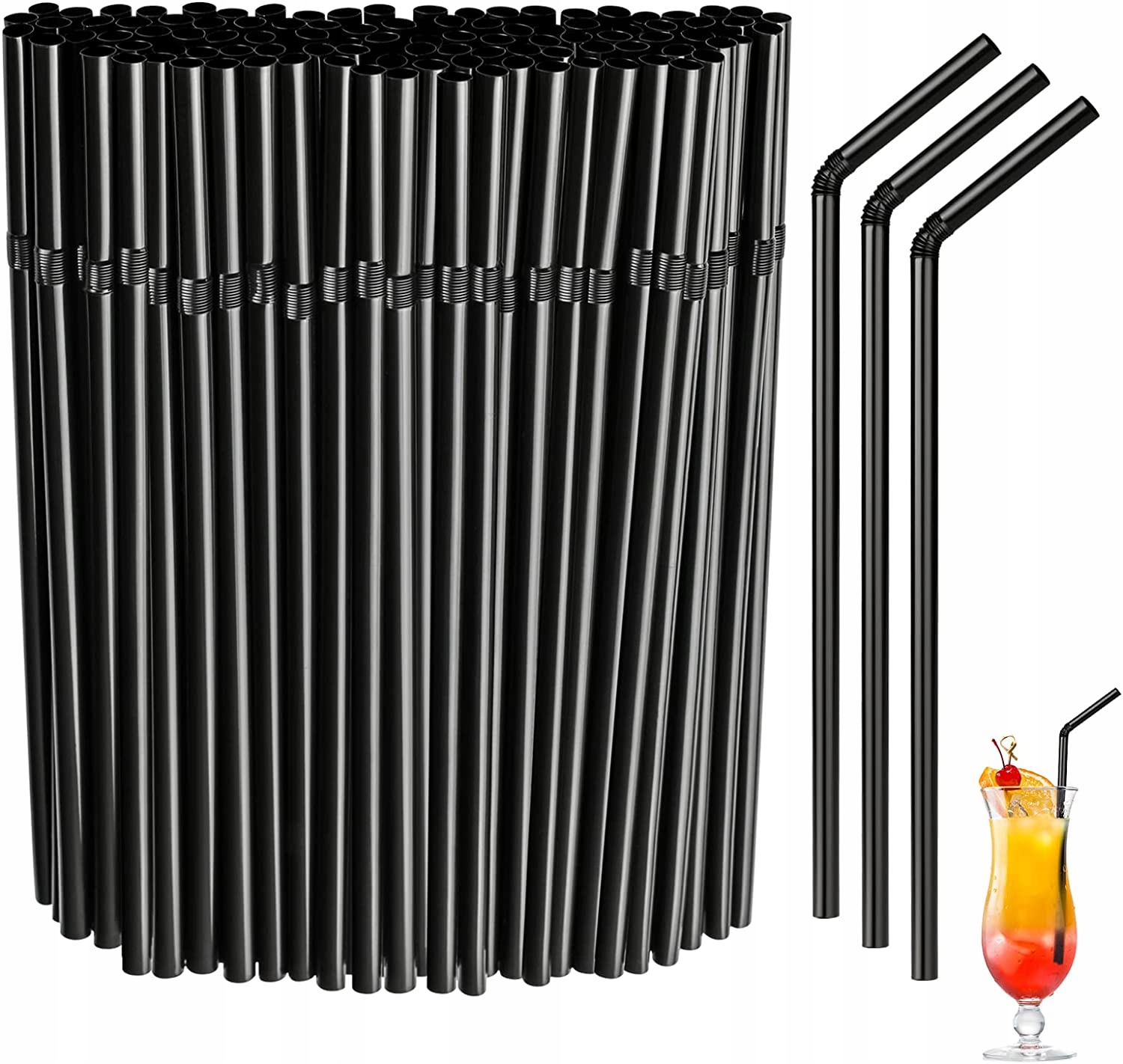 

Czarne Słomki Plastikowe Dom Bar Napoje 200 Szt