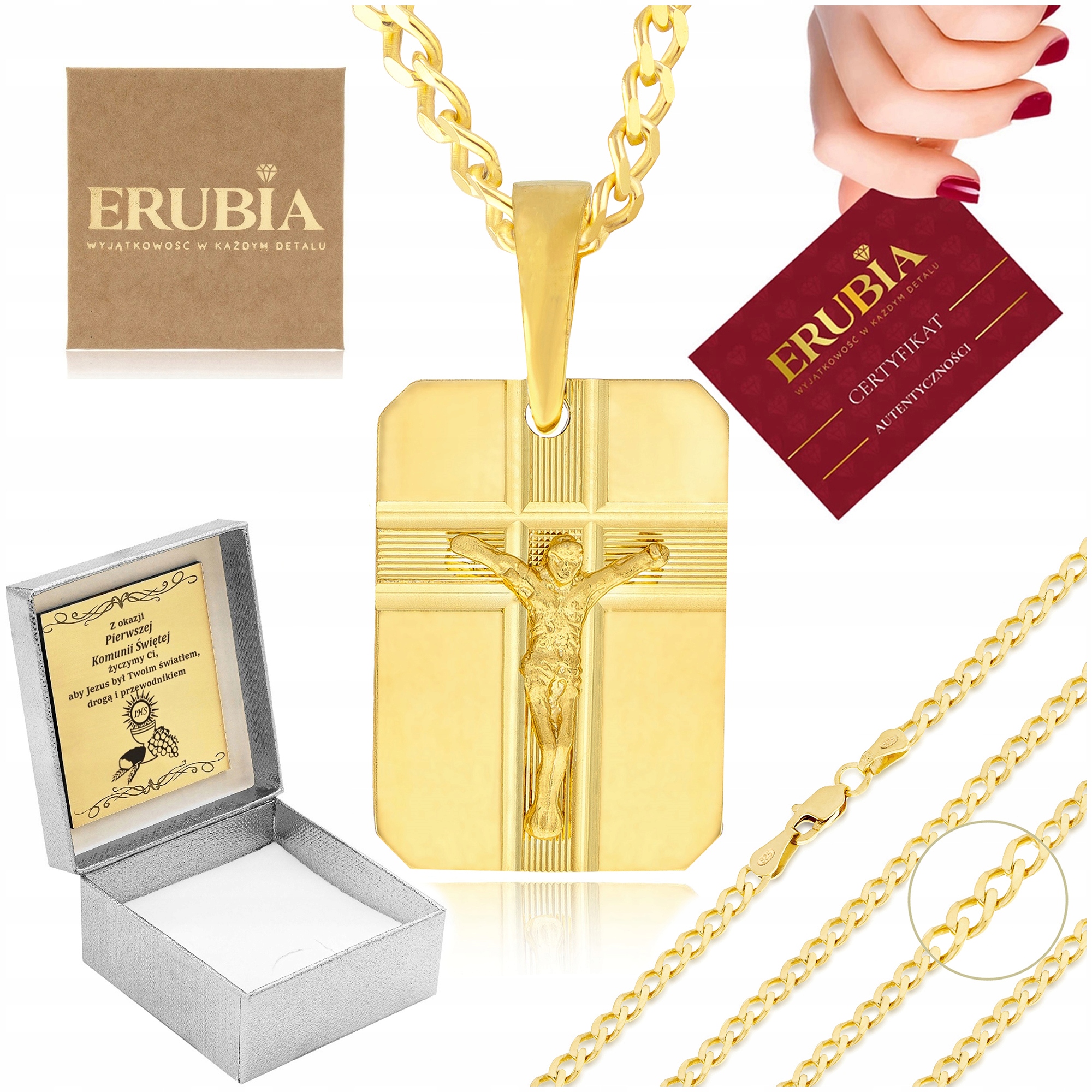 Elegantní Zlatý Řetízek K Prvnímu Svatému Přijímání Medailon Ježíš 925 Dárek Ke Křtinám Sv.