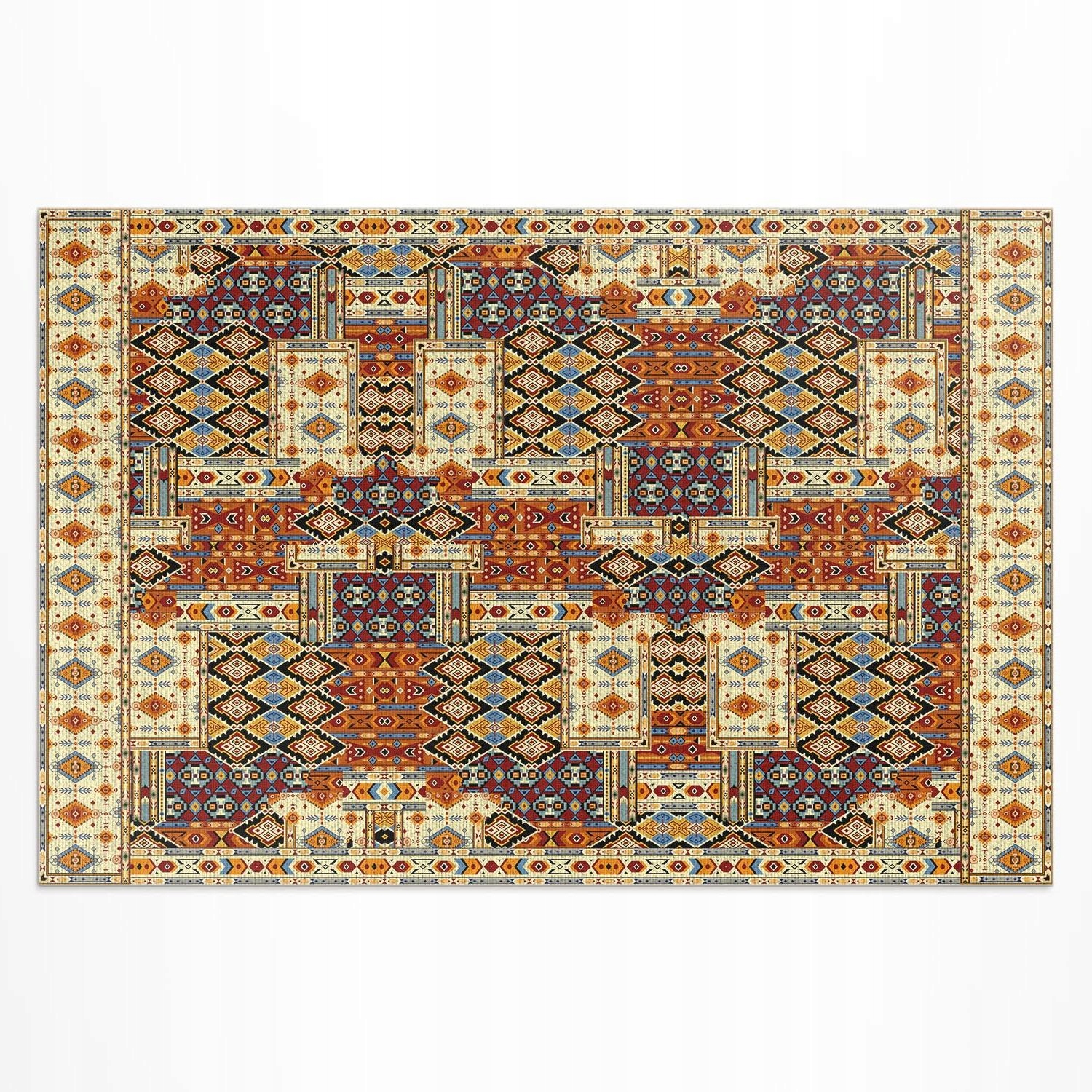 Vinylový koberec s potlačou Geometrický patchwork boho vintage 180 x 120 cm