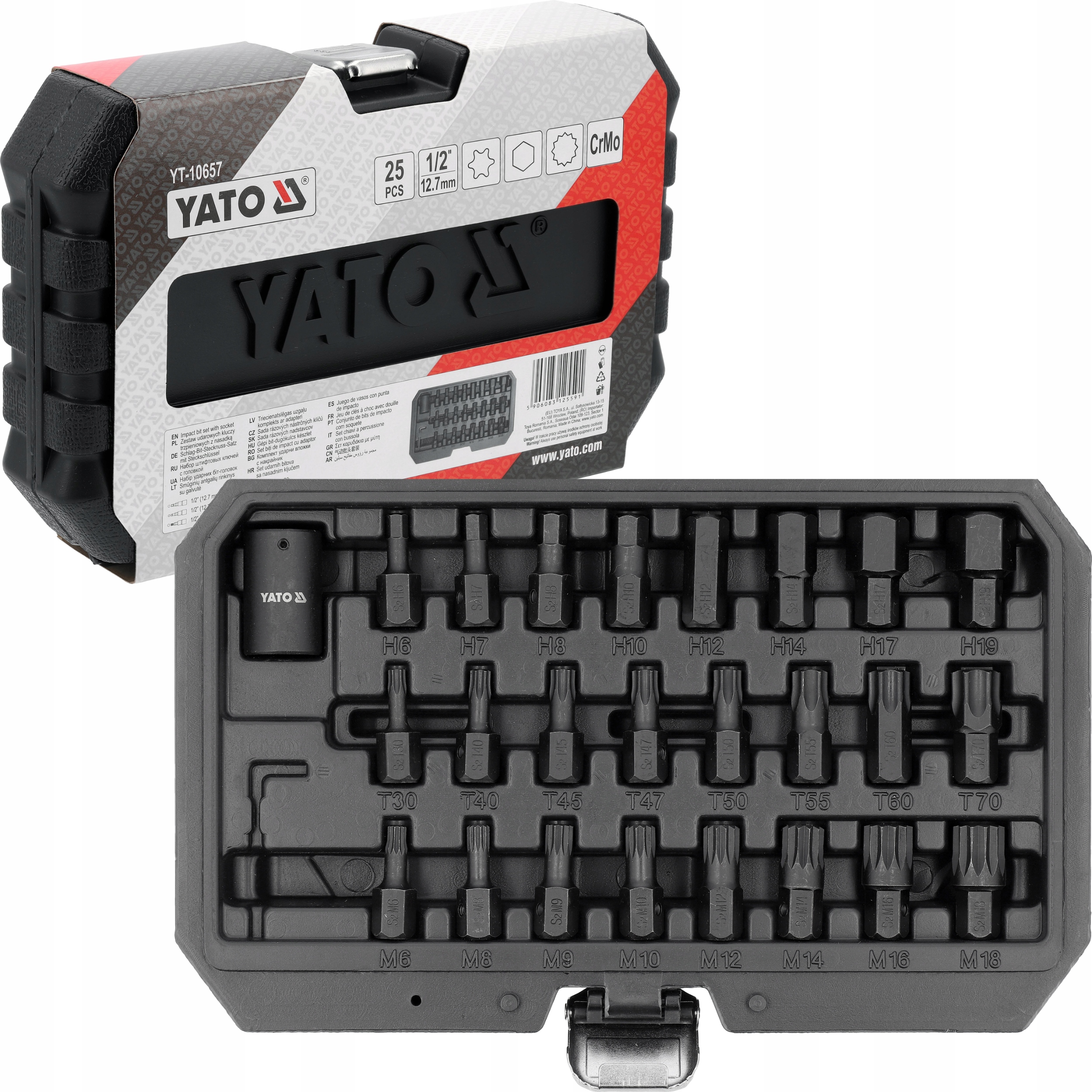 Klucze Trzpieniowe Udarowe Z Nasadką 25 El. Hex Torx Spline Zestaw Yato