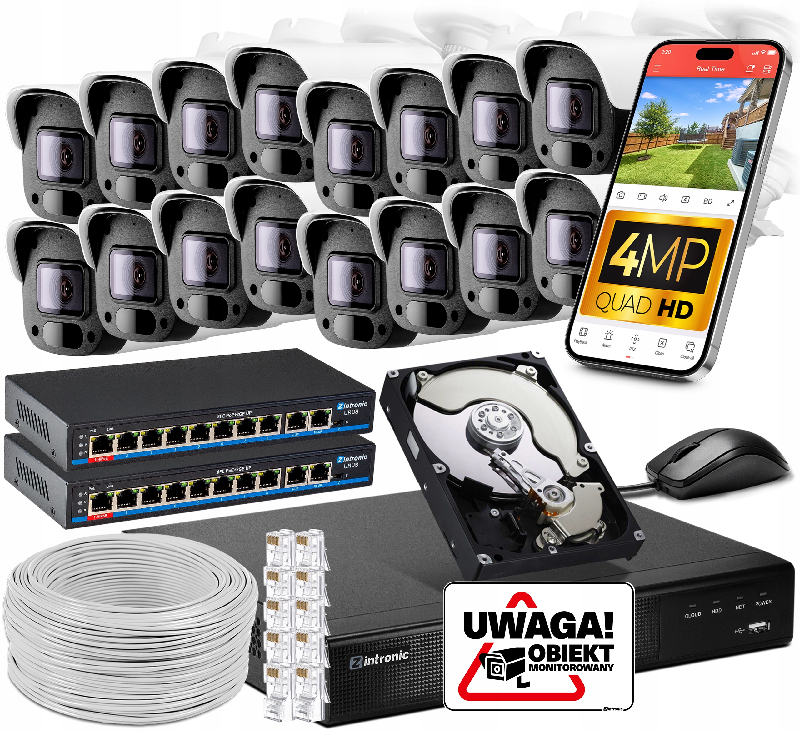 Sada pro Ip Monitorování Poe 16 Kamer 4MPx 1TB Náhled 2 Switche