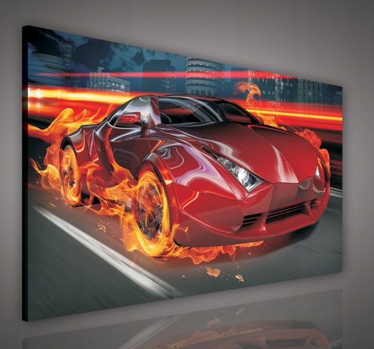 Obraz 80x60 Rychlost závodění plamen sportovní auto dynamika město noc