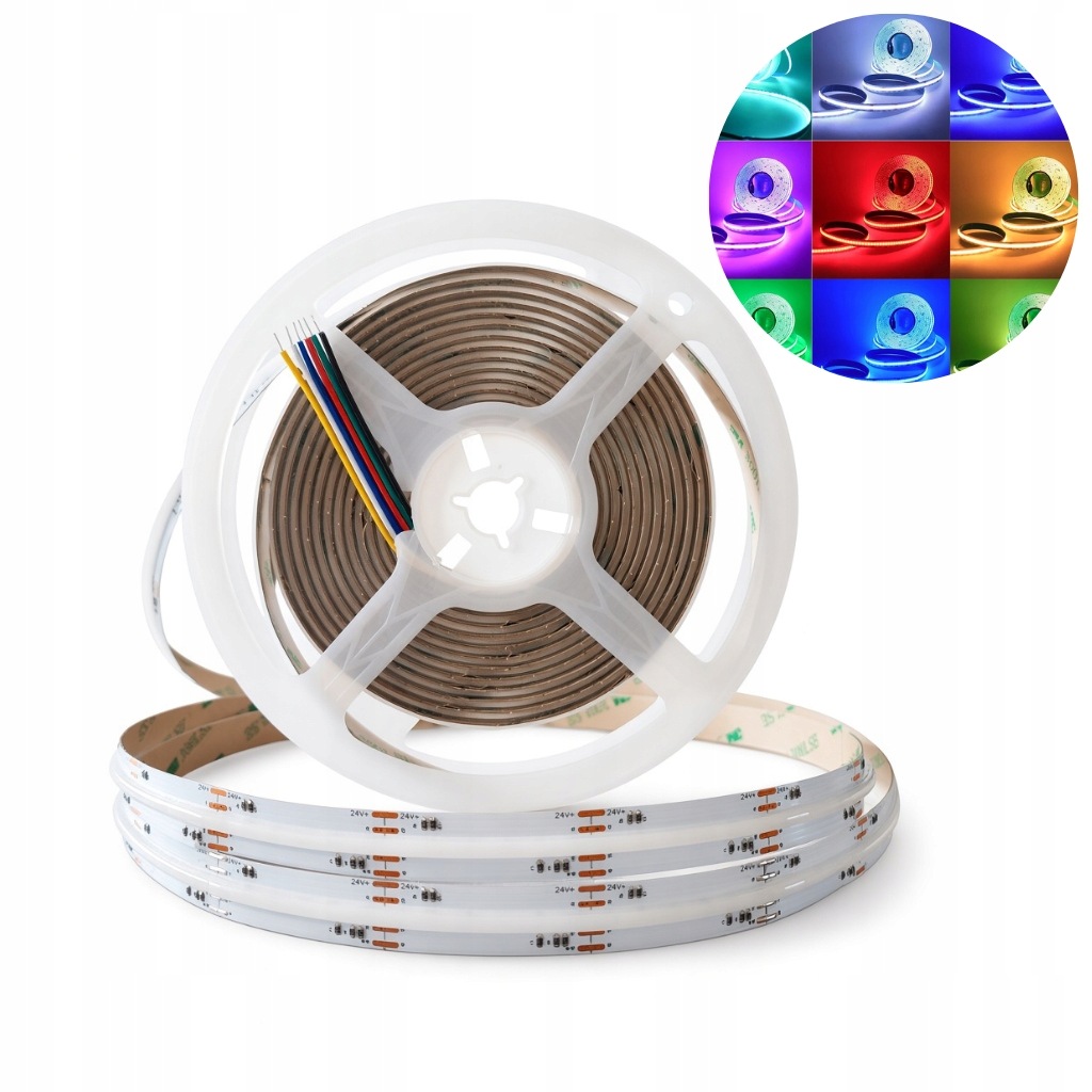 Led pásek Cob Pro 24V 840 LED/m Vícebarevný Rgb+cct Pcb 12 mm IP20 5 m