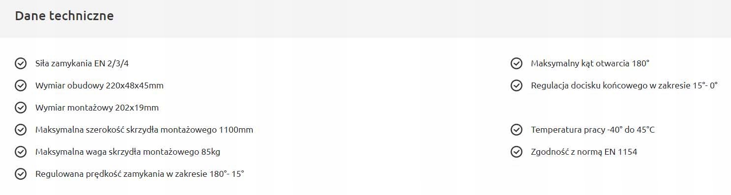 SAMOZAMYKACZ DRZWIOWY GERDA GD1000 BIAŁY 85 KG Typ drzwi jednoskrzydłowe