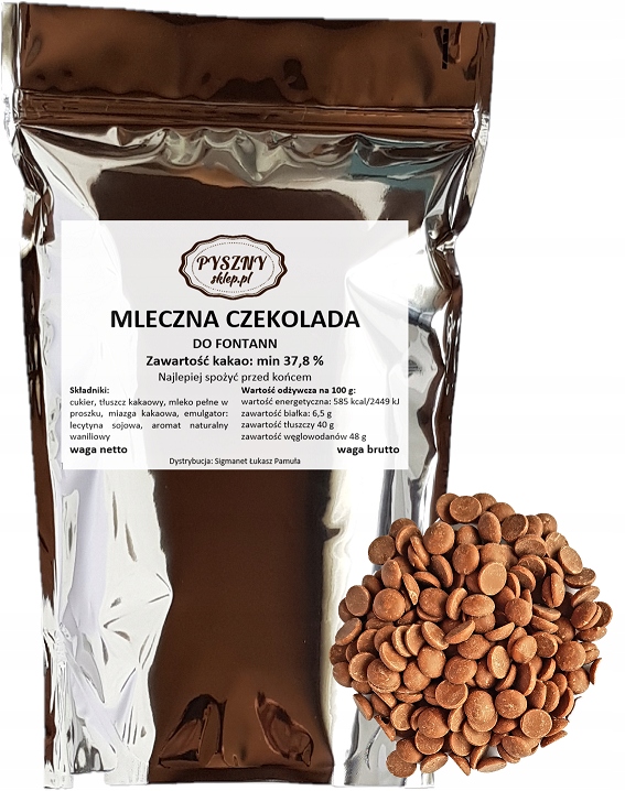 Belgijska Mleczna Czekolada do fontann fondue 1 Kg