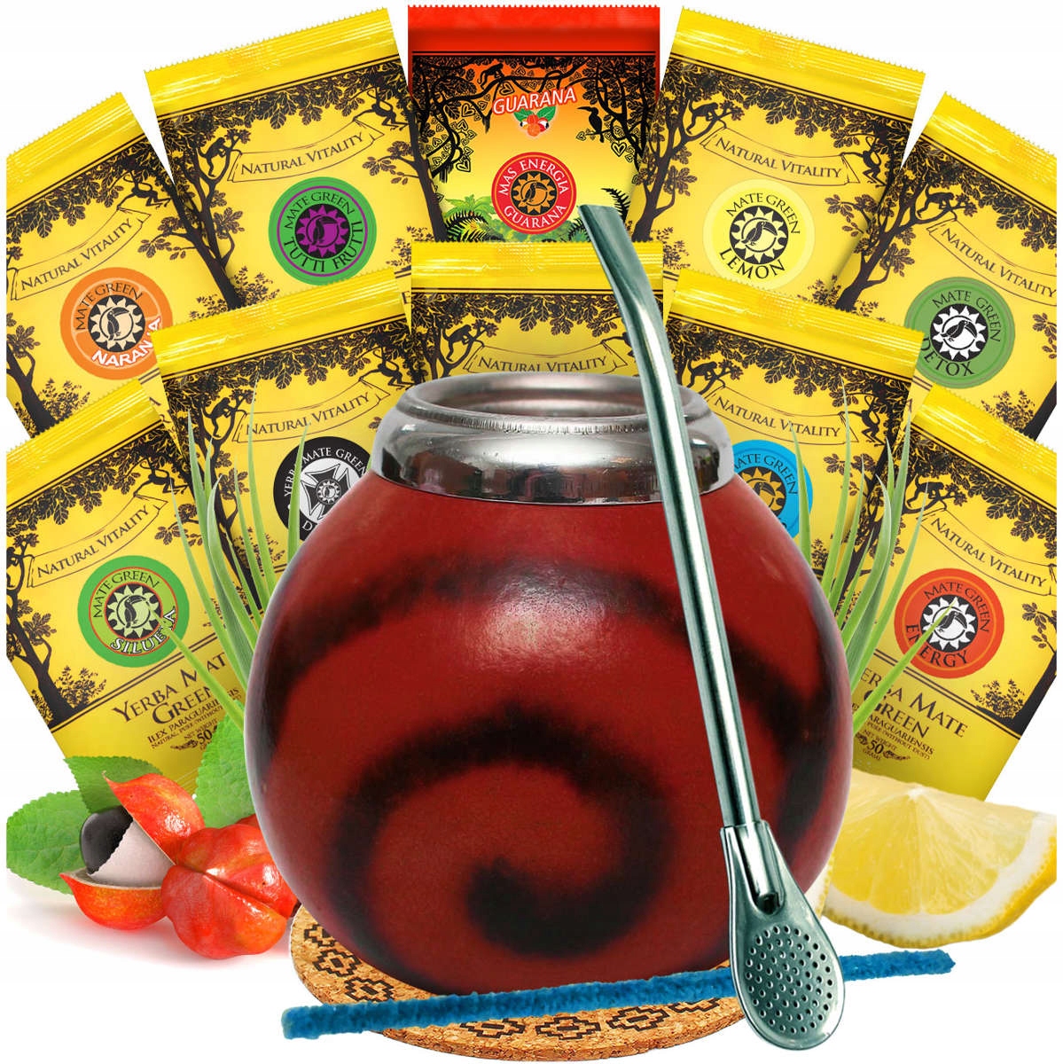 Levně Sada Yerba Mate Green 10x25g Tykev Bombilla MIX