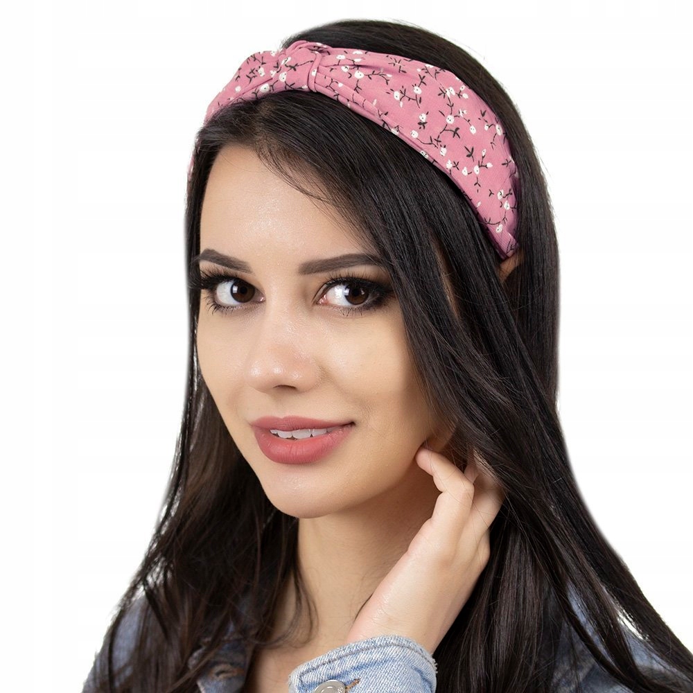 

Opaska Do Włosów szeroka Węzeł turban Różowa