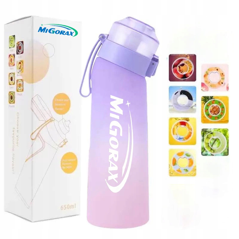 Bidon sportowy 650ml nietłukący gradient fioletowy z 7 pierścień zapachowy