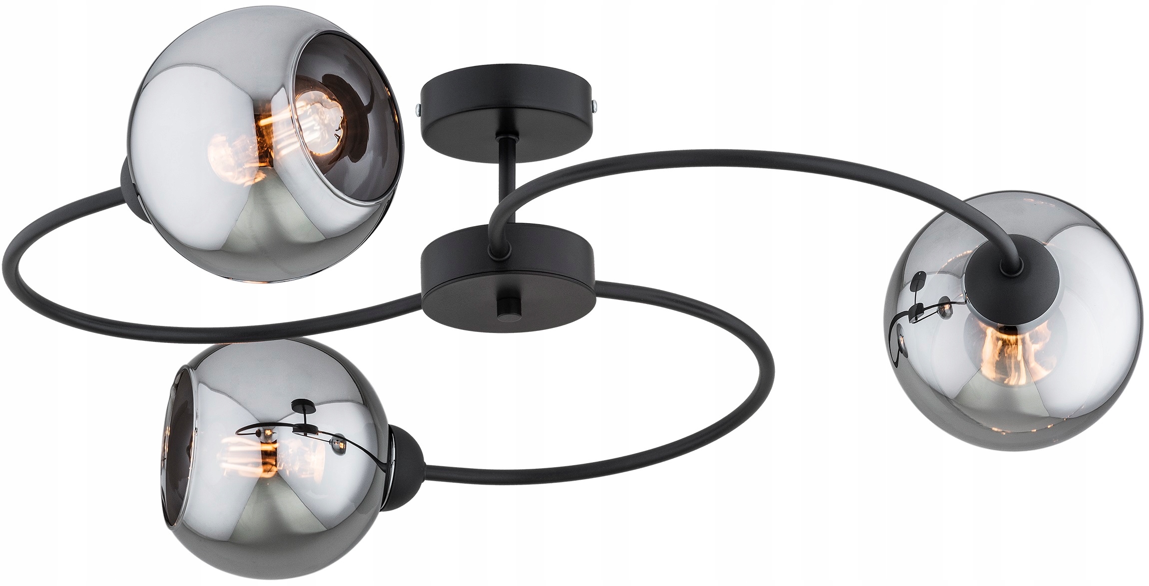 Lampa Wisząca Sufitowa Żyrandol Czarna Kula Chrom Dior Led E27