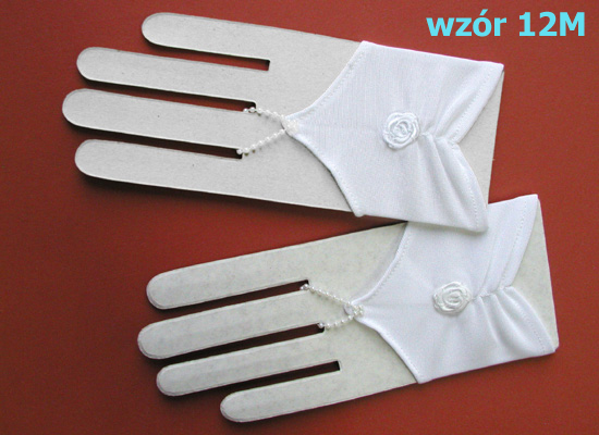 Krótkie Rękawiczki Komunijne bez Palców Z RÓŻĄ Płeć dziewczynki