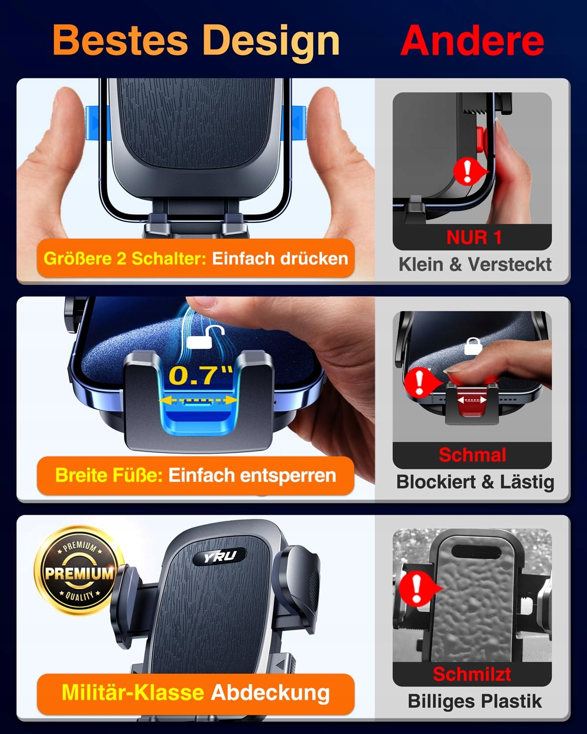 SPC Universal Car Mount for iPhone 16 Pro, 15, Samsung S25 Ultra — miniatura 4