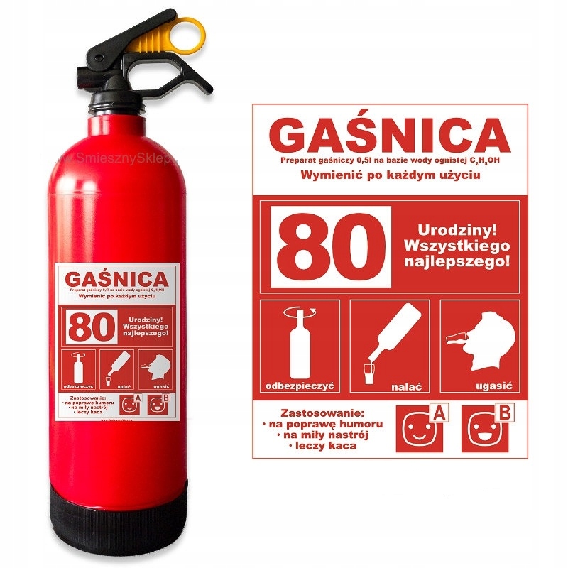 

Gaśnica schowek na Alkohol na 80 urodziny