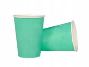 KUBECZKI PAPIEROWE TURKUSOWE URODZINY 8szt