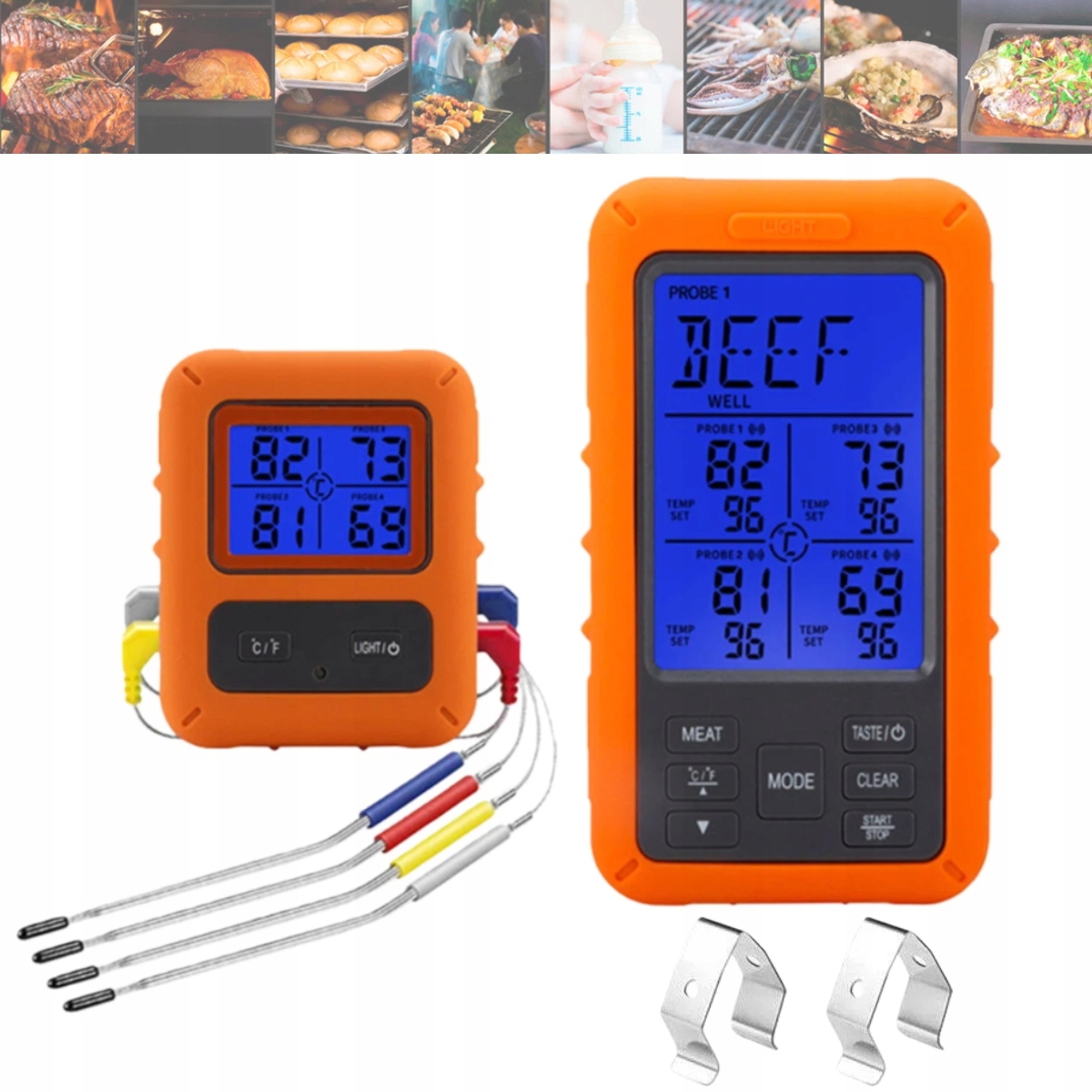 Bezdrátový teploměr Gril Udírna Trouba 4 Sondy Teploměr