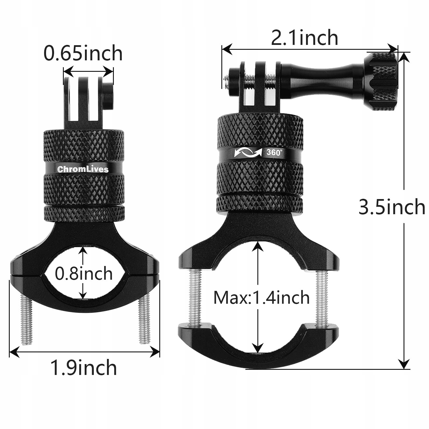Uniwersalny uchwyt rowerowy do kamer GoPro Hero 360 stopni — miniatura 2