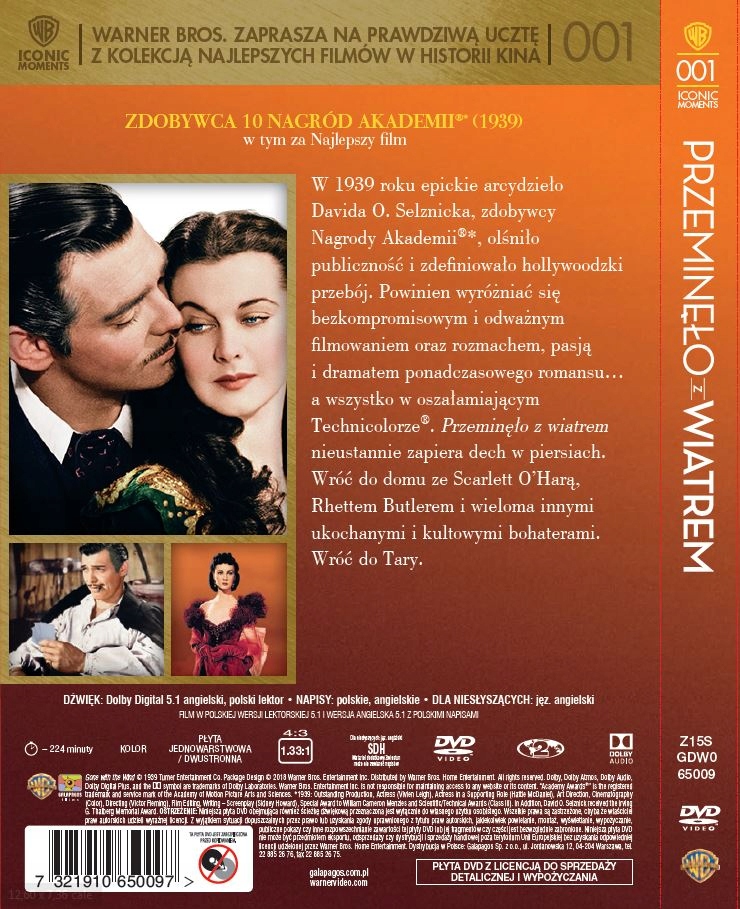PRZEMINĘŁO Z WIATREM (DVD) ICONIC MOMENTS Gatunek dramaty