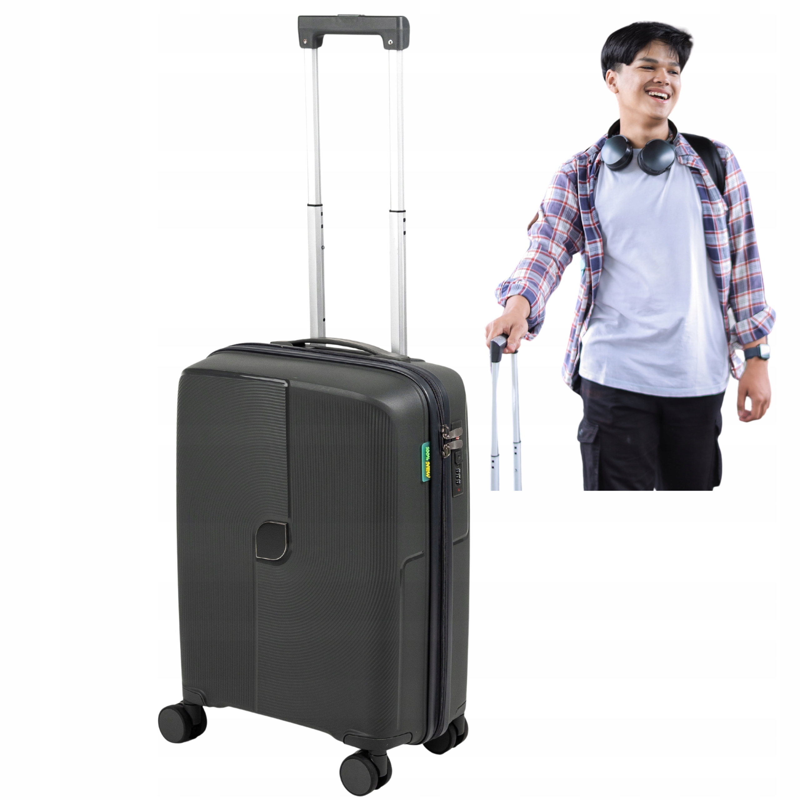 Kabinový Kufr Malý Tmavě Šedý S Pp 55*38*22 CM 2,5 Kg 4 Kolečka Wizzair Let