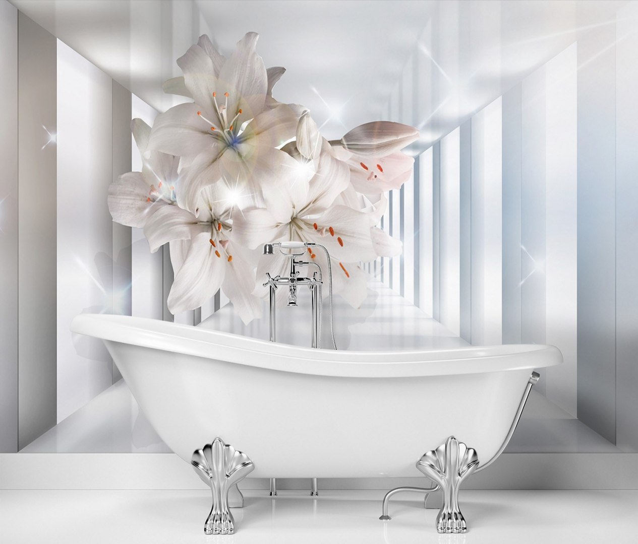 Fototapeta, do pokoju Kwiaty w tunelu 3D 350x245 Marka Feeby