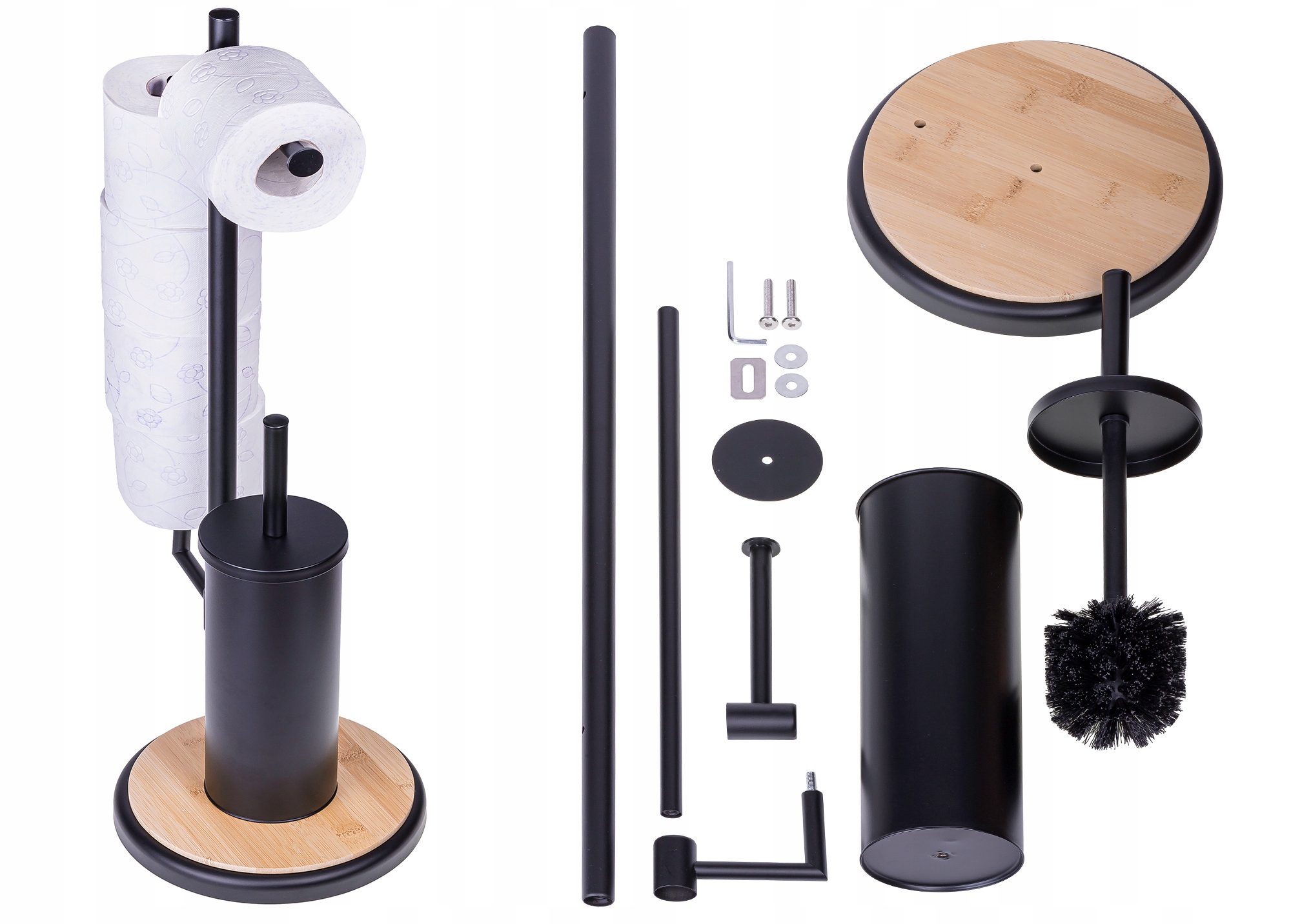 STOJAK NA PAPIER TOALETOWY CZARNY ZE SZCZOTKĄ WC LOFT UCHWYT METALALOWY EAN (GTIN) 5901801509462