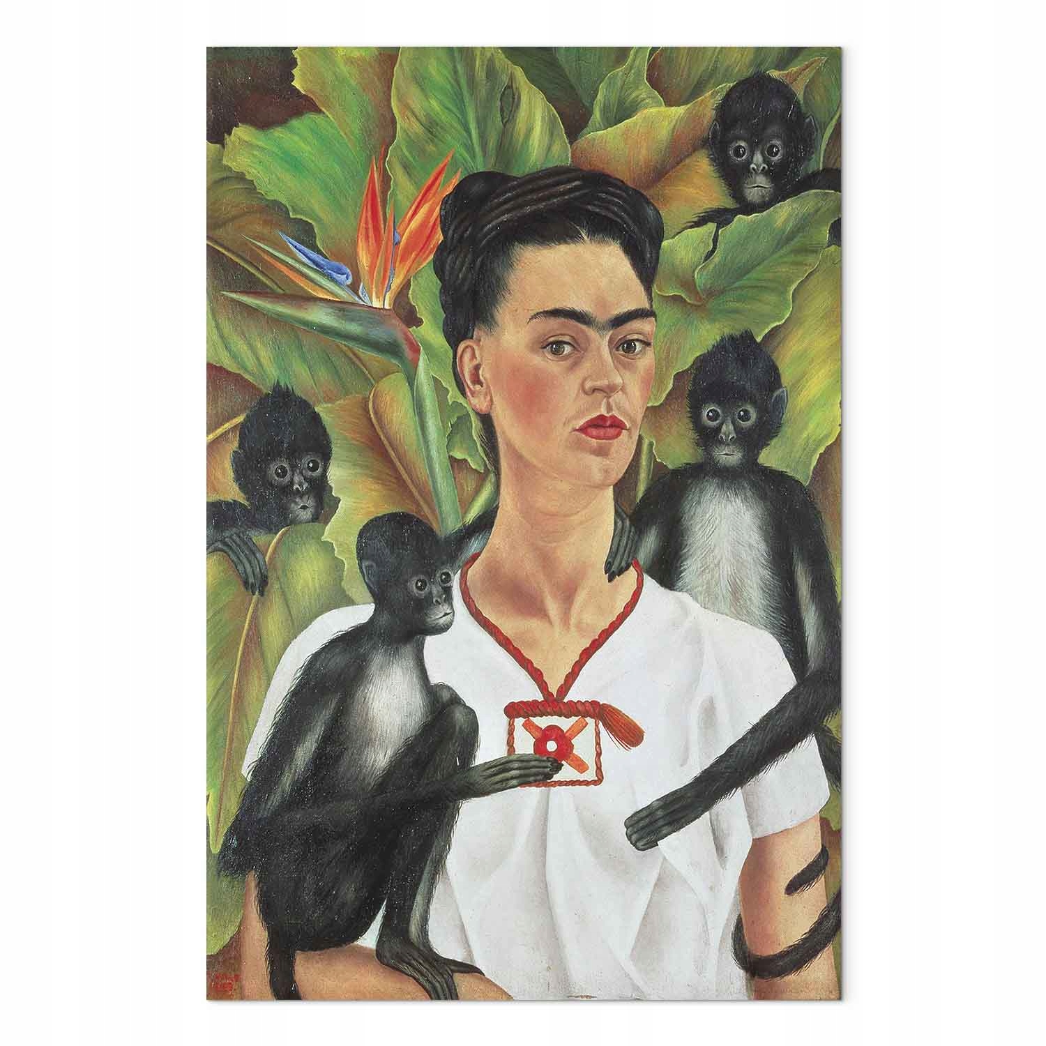 Obraz na plátně canvas Frida Kahlo Autoportrét s opicemi 40x60 cm