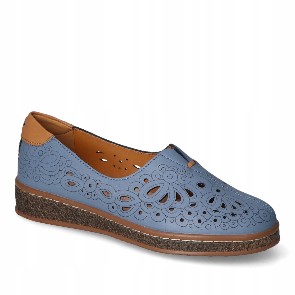 Dámské ažurové polobotky Evento Tmavě modré kožené 36