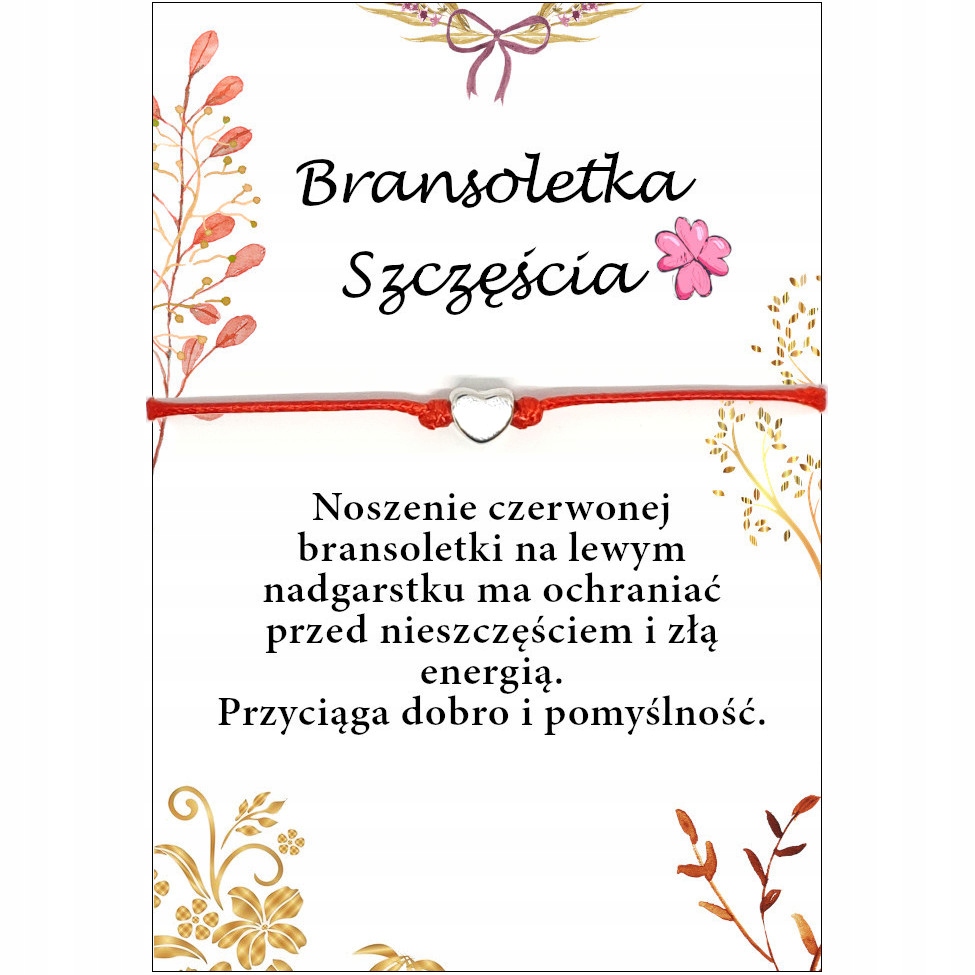 

Bransoletka Szczęścia Serduszko Amulet Kabała