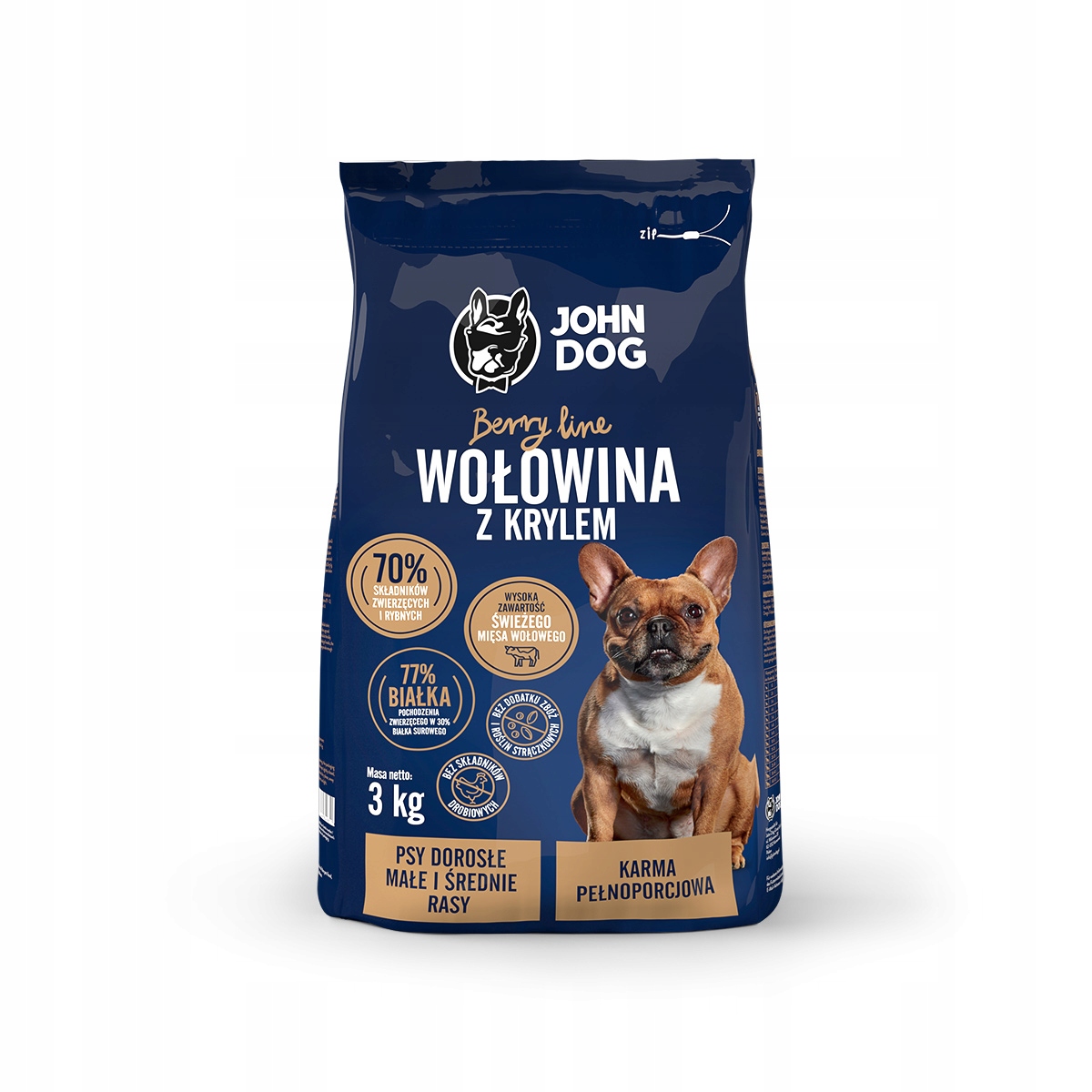 Levně John Dog Berry Line Hovězí krill 3kg malý pes