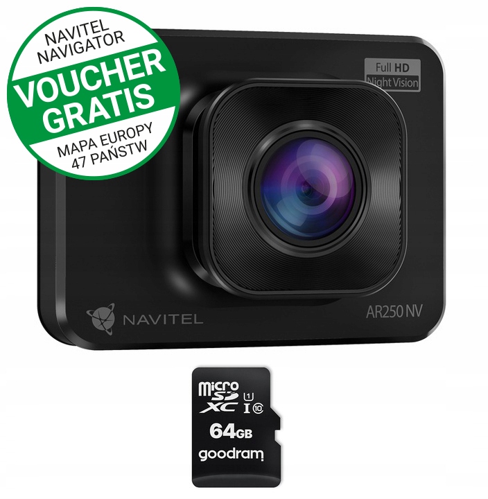 

Wideorejestrator Navitel AR250 Nv + Karta 64GB