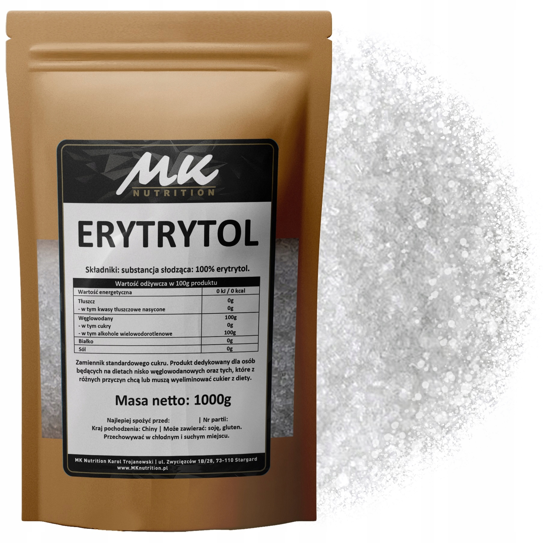 Erytritol 1kg ERYTROL 1000g Prírodné sladidlo bez kalórií 0 kcal