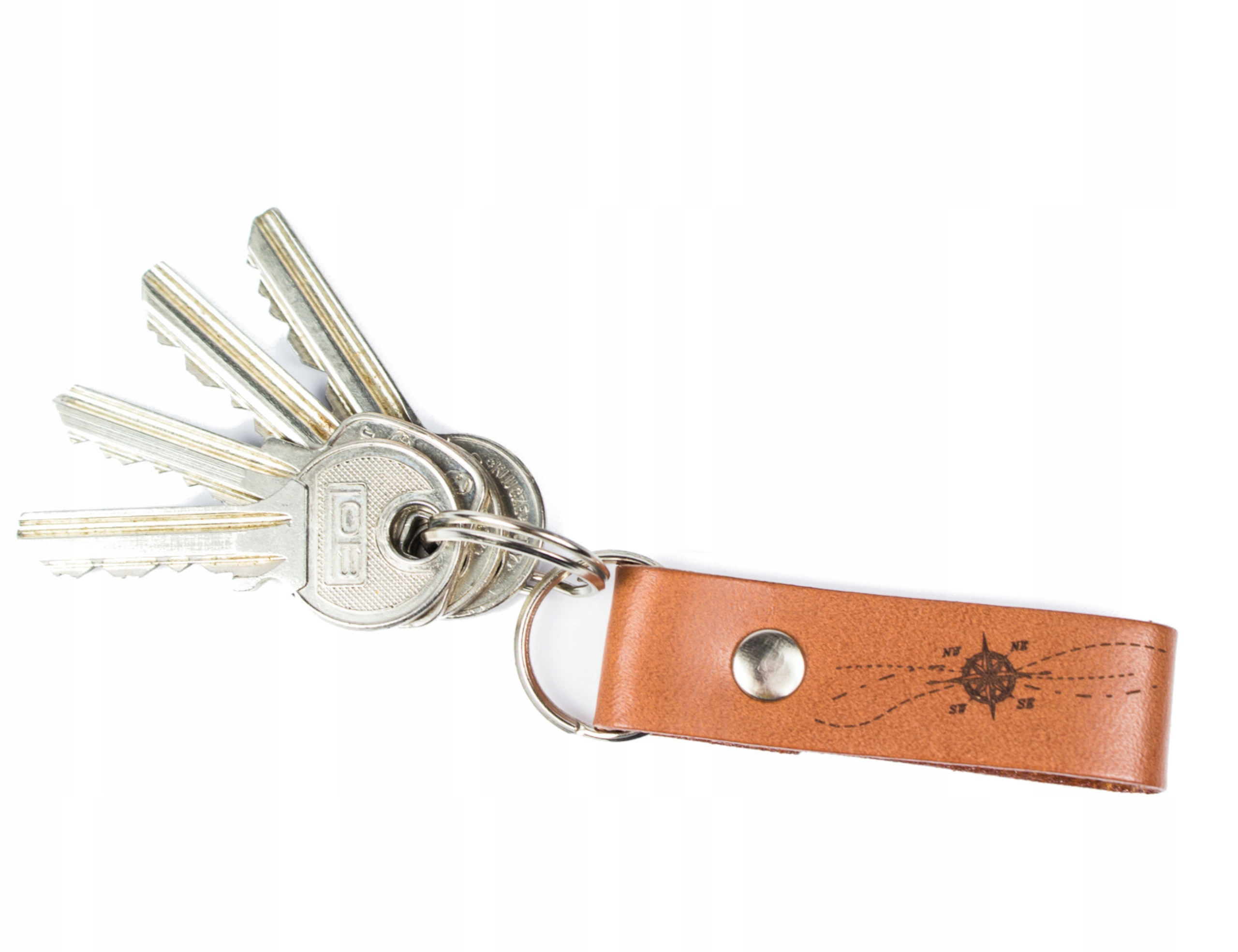 

Skórzany brelok na klucze z motywem róży wiatrów