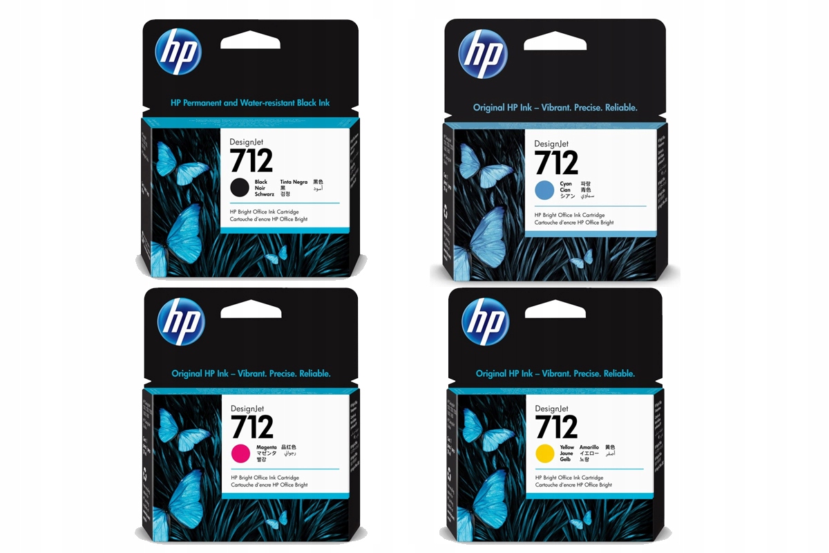 

4x org. Hp 712 XL Black 712CMY T630 T650