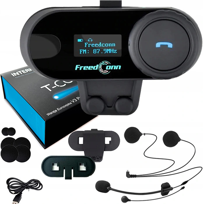 Interkom Bluetooth FreedConn T-Com SC V3 Pro LCD mówi do nas po POLSKU