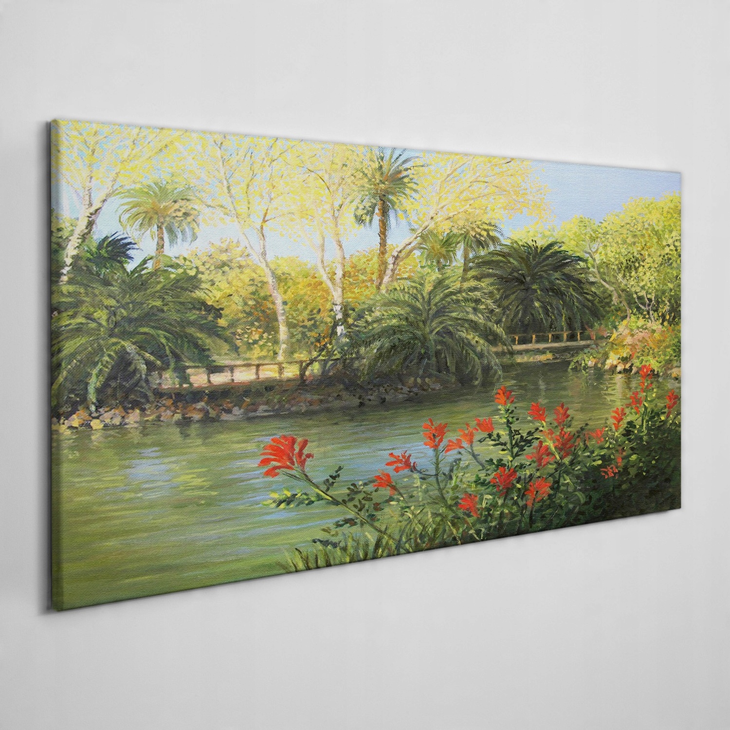 

Obraz ścienny na płótnie Las rzeka most 140x70 cm