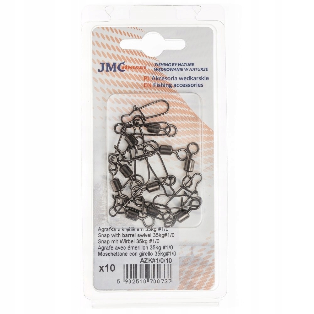 Agrafka z krętlikiem Jmc #1/0 35kg 10szt AZK#1/0/