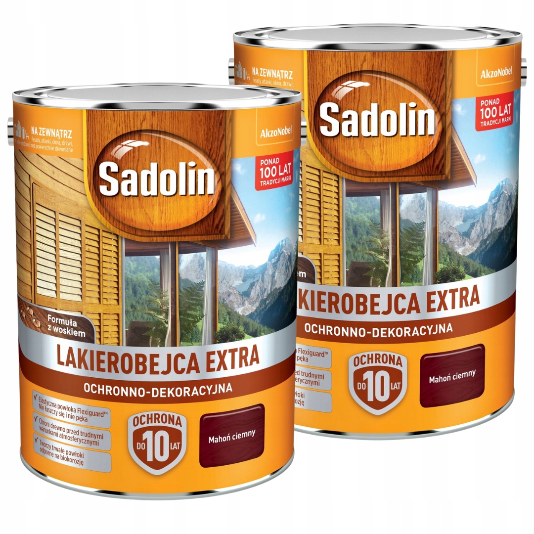 Sadolin Extra Lakobejca 10L Tmavý Mahagón Sada 2x5L