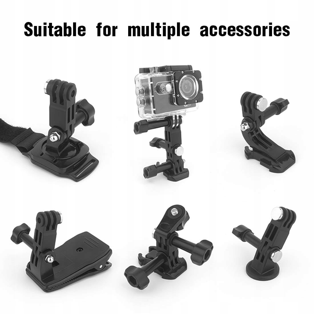 ZESTAW 2x VERSTELLBARE UCHWYT DO KAMER GOPRO HERO I INNYCH KAMER SPORTOWYCH — miniatura 2
