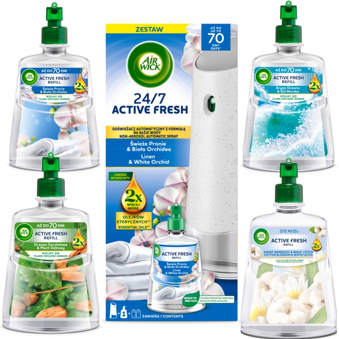 Air Wick Active Fresh Čerstvé Prádlo&bílá Orchidej Komplet 228 ML 4 Náplně