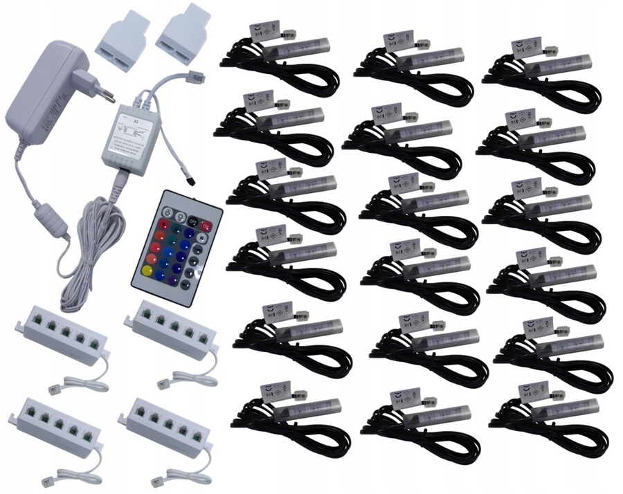 18 x Rgb Led klipy pro polic skla, klip Komplet