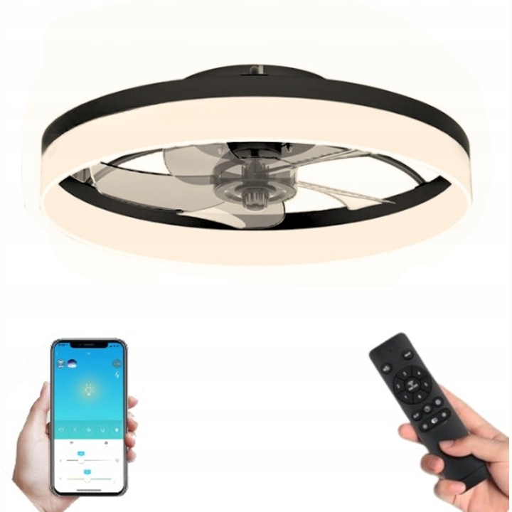 ŻYRANDOL WENTYLATOR SUFITOWY LAMPA RING 50CM PLAFON WIATRAK