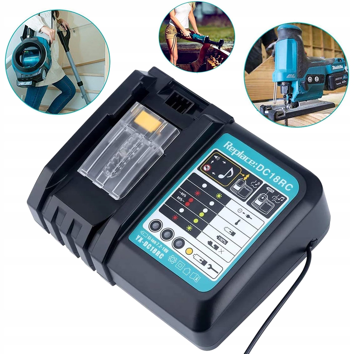 SZYBKA ŁADOWARKA DO AKUMULATORÓW BATERII MAKITA DC18RC 14.4-18V 3A LED