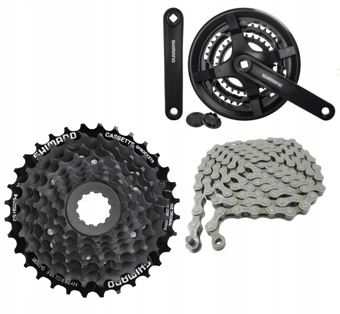 Kompletny zestaw napędu Shimano 3X8 Kaseta HG200 Łańcuch Korba 42T