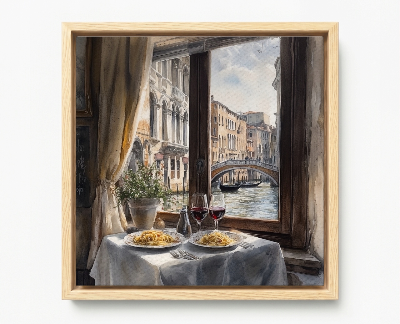 Obraz Rám American Box Kuchyňa Pasta Špagety Okno Benátky Pohľad 60x60